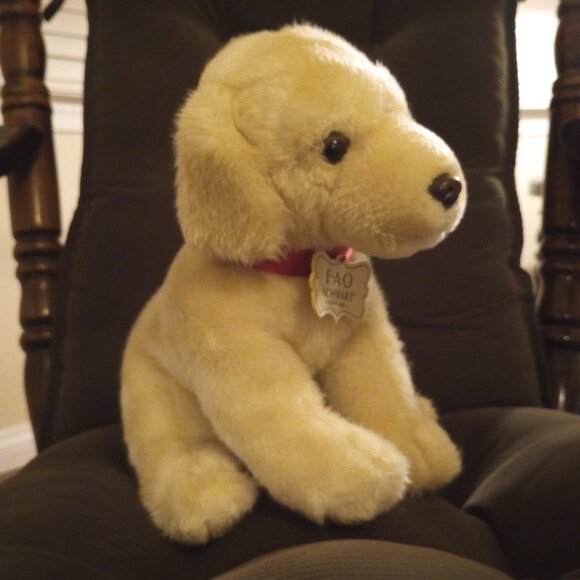 2 FAO Schwartz Plush Puppy Dogs, Pre-Owned: Golden Retriever Lab & Pug - Picture 5 of 11